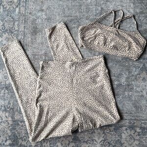 ABERCROMBIE Contour Leggings & Strappy Bra SET in Tan Animal Print small